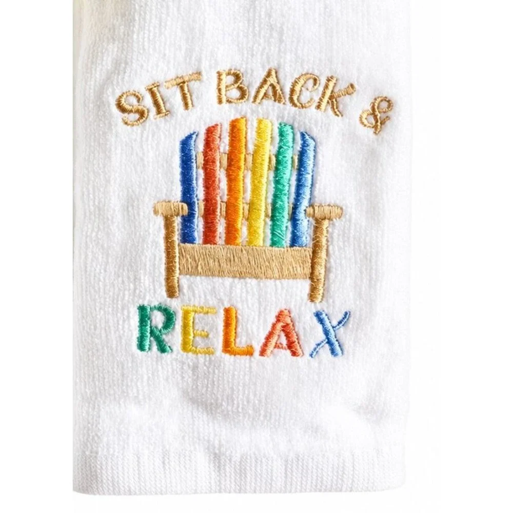 Beach Chair Rainbow Fingertip Towels Embroidered Pride Beach Summer Set of 2